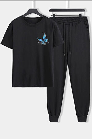 Uyguntarz Unisex Kelebek Baskılı 2'li Eşofman Takımı
