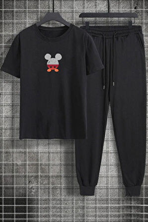 Uyguntarz Unisex Mause Baskılı 2'li Eşofman Takımı