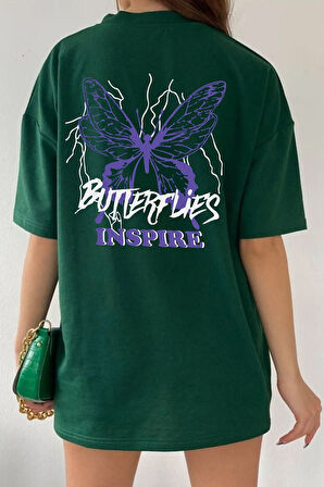Uyguntarz Unisex Butterfly & Letter Graphic Tasarım Tshirt