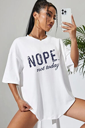 Unisex Not Today Baskılı T-shirt