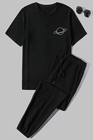 Uyguntarz Unisex Evren Temalı Baskılı 2'li Eşofman Takımı