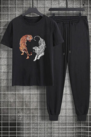 Uyguntarz Unisex Tiger Baskılı 2'li Eşofman Takımı