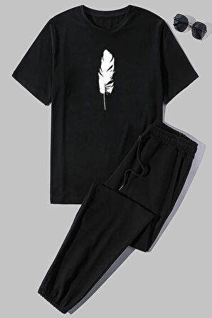 Uyguntarz Unisex Tüy Baskılı 2'li Eşofman Takımı