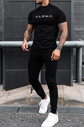 Uyguntarz Unisex Alpha  Baskılı 2'li Eşofman Takımı