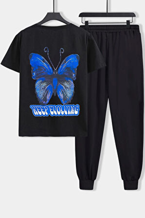 Uyguntarz Unisex Butterfly Baskılı 2'li Eşofman Takımı