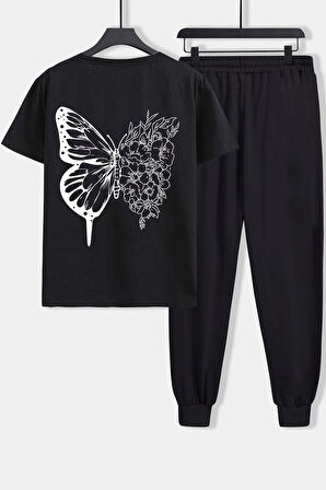 Uyguntarz Unisex Drawing Butterflies Baskılı 2'li Eşofman Takımı