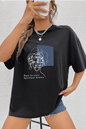 Uyguntarz Unisex Minimal line drawing Baskılı T-shirt