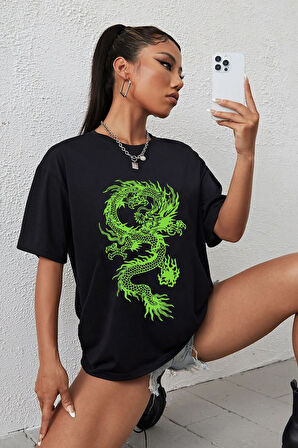 Uyguntarz Unisex Chinese Dragon Baskılı T-shirt