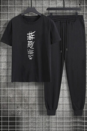 Uyguntarz Unisex Jujutsu kaisen Baskılı 2'li Eşofman Takımı