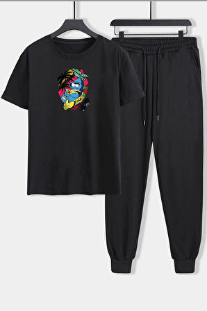 Uyguntarz Unisex Crazy Banana Baskılı 2'li Eşofman Takımı