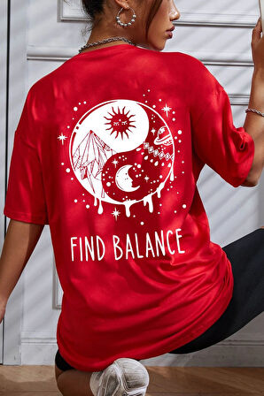 Unisex Yin & Yang Baskılı T-shirt