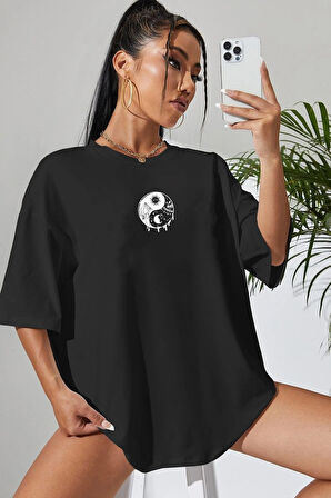 Uyguntarz Unisex Yin & Yang Baskılı T-shirt