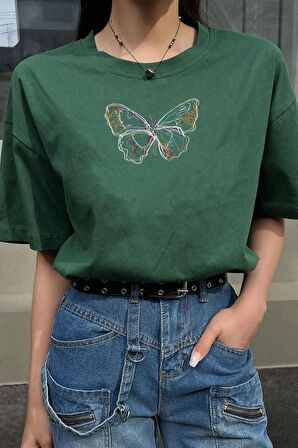 Uyguntarz Unisex Butterfly  Baskılı T-shirt