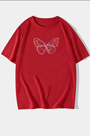 Uyguntarz Unisex Butterfly  Baskılı T-shirt
