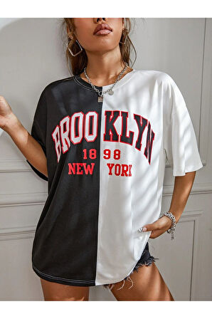 Uyguntarz Brooklyn Çift Renk Baskılı Tasarım Tshirt
