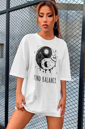 Yin & Yang Tasarım Unisex T-shirt
