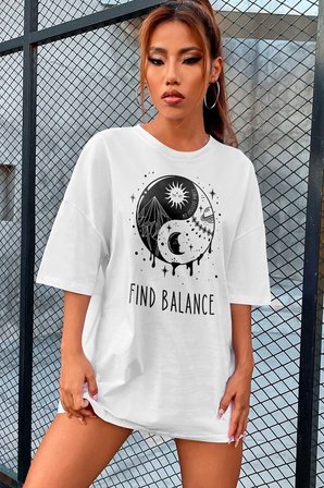 Yin & Yang Tasarım Unisex T-shirt