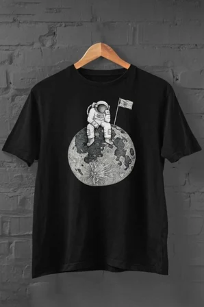 Flag Astronot Baskılı Tshirt