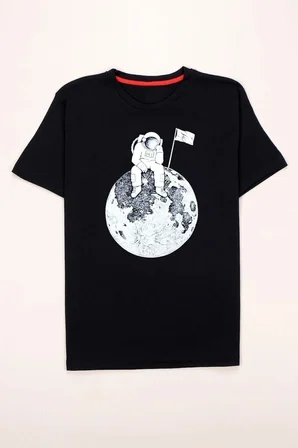 Flag Astronot Baskılı Tshirt
