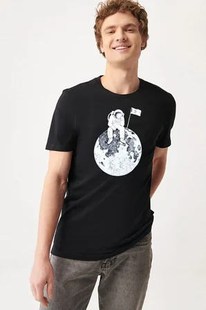 Flag Astronot Baskılı Tshirt