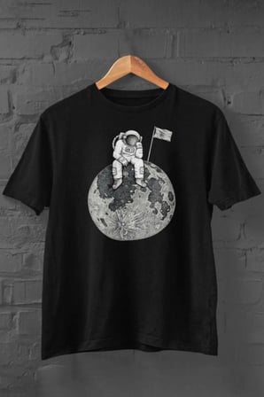 Flag Astronot Baskılı Tshirt