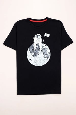 Flag Astronot Baskılı Tshirt