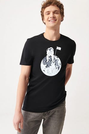 Flag Astronot Baskılı Tshirt
