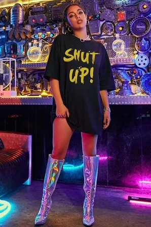 Shut Up Baskılı Tasarım Tshirt