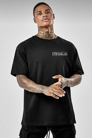 Siyah Osaka Baskılı Penye T-shirt