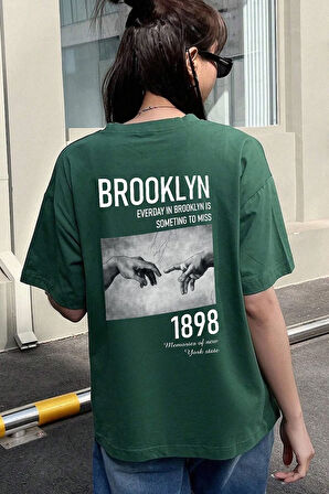 Unisex 1898 Brooklyn Baskılı T-shirt