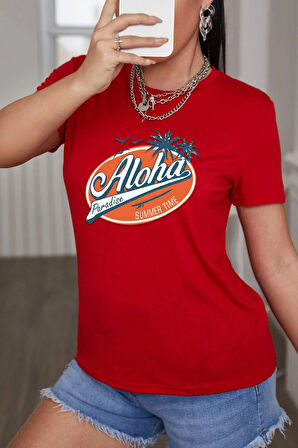 Uyguntarz Unisex Aloha Baskılı T-shirt