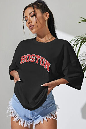 Uyguntarz Unisex Boston Baskılı T-shirt