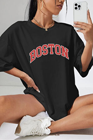 Uyguntarz Unisex Boston Baskılı T-shirt