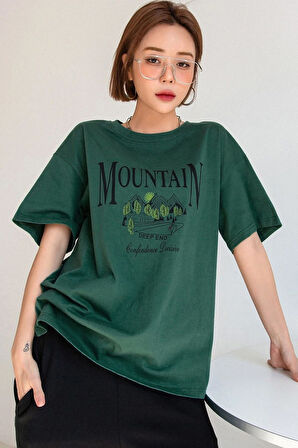 Uyguntarz Unisex Montain Baskılı T-shirt