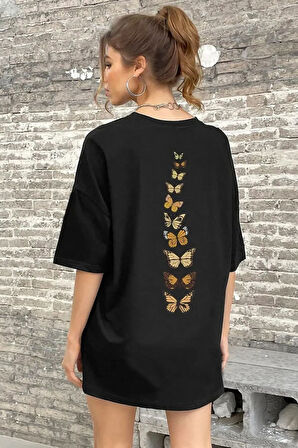 Uyguntarz Unisex Sırt Kral Kelebek Baskılı T-shirt