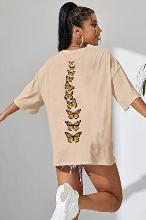 Uyguntarz Unisex Sırt Kral Kelebek Baskılı T-shirt