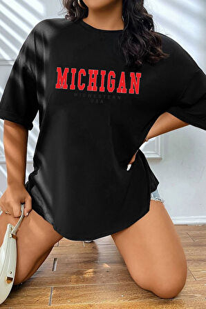 Uyguntarz Unisex Michigan Baskılı T-shirt