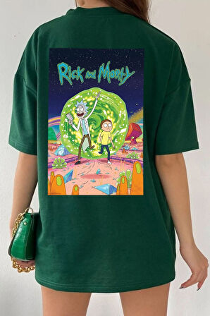 Unisex Rick and Morty Baskılı T-shirt