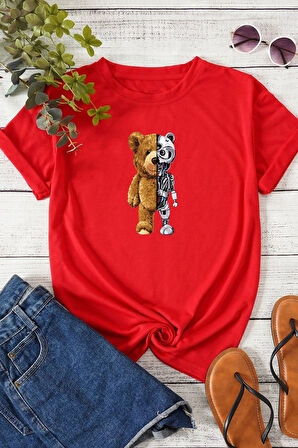 Uyguntarz Unisex Boys Bear Baskılı T-shirt