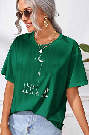 Uyguntarz Unisex Uzay Temalı Baskılı T-shirt