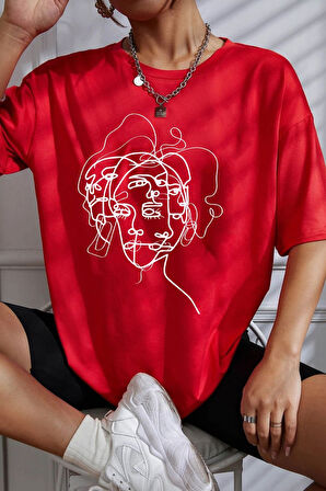 Unisex Woman one line Baskılı T-shirt