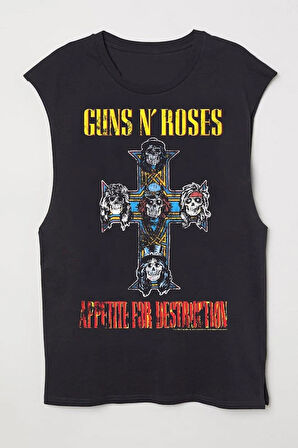 Siyah Guns N' Roses Appetite For Destruction Kolsuz Unisex T-shirt