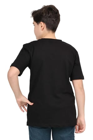 Erkek çocuk siyah düz baskısız kısa kol basic casual-okul t-shirt