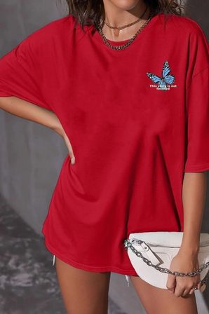Unisex Kelebek Baskılı T-shirt