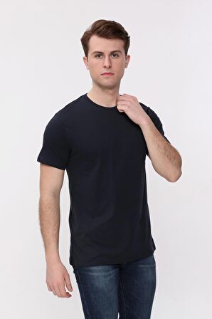 Erkek Regular Fit Bisiklet Yaka Lacivert T-Shirt