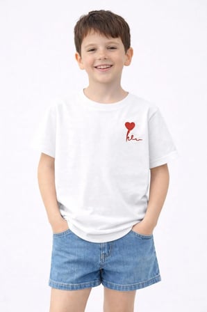 Kız Erkek Çocuk Oversize Nakışlı Pamuklu Unisex Yazlık T-Shirt — Beyaz