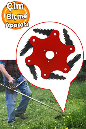 Benzinli Tırpan Metal Çim Çayır Biçme Kesme Aparatı 6 Kollu Testere Dişli Ahtapot Bıçak Başlığı