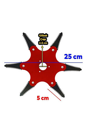 Benzinli Tırpan Metal Çim Çayır Biçme Kesme Aparatı 6 Kollu Testere Dişli Ahtapot Bıçak Başlığı