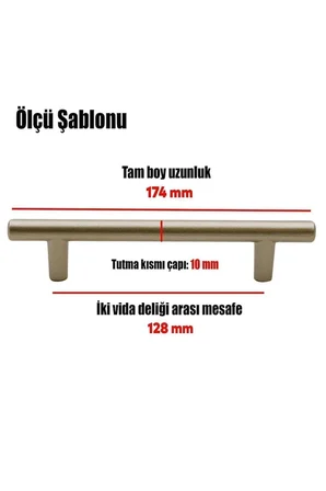 10 Adet Low Boylu 128 Mm Metal Saten Renk Mobilya Mutfak Dolap Çekmece Dolabı Kulpu Kulbu Kulpları.