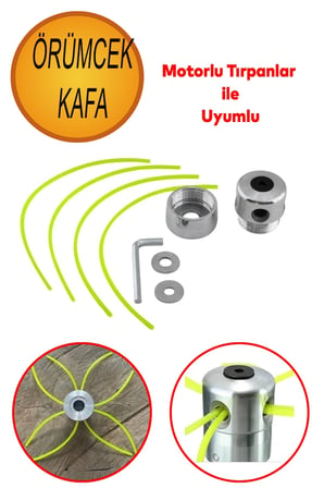 Motorlu Tırpan Çim Biçme Örümcek Kafa Misina İpi Yedeği Tan Tırpan Uyumlu Metal Aluminyum.